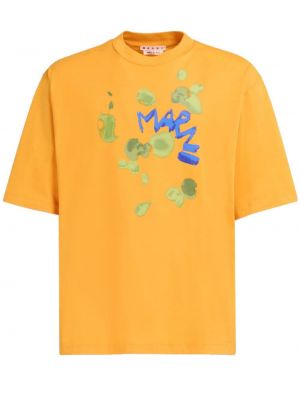 Bavlnené tričko s potlačou Marni žltá