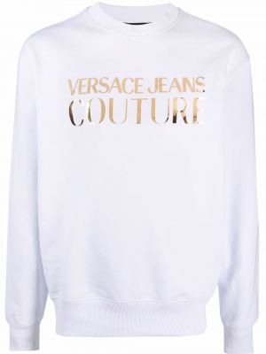 Пуловер с принт Versace Jeans Couture бяло