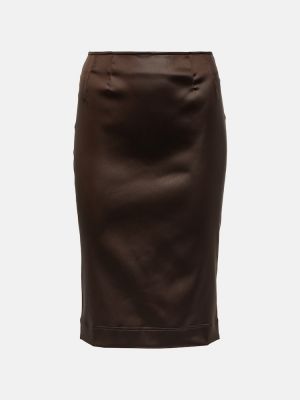 Falda midi de raso Dolce&gabbana marrón
