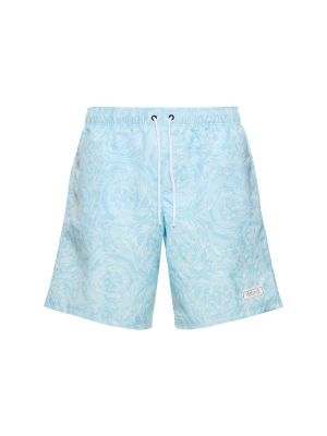 Pantaloncini di nylon con stampa Versace Underwear azzurro
