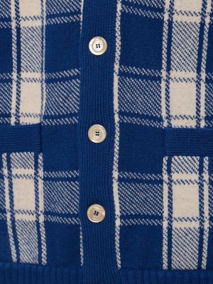 Cardigan di lana a quadri Gucci blu