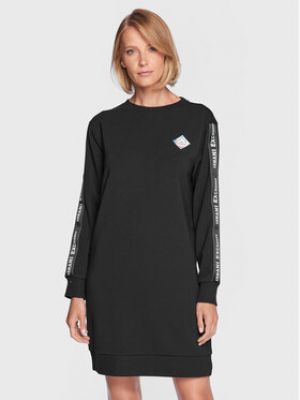 Bavlnené priliehavé šaty Armani Exchange - čierna