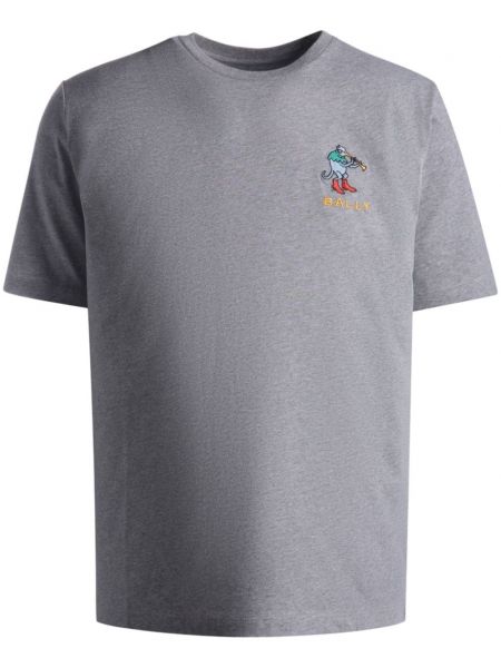 Kokvilnas t-krekls ar izšuvumiem Bally pelēks