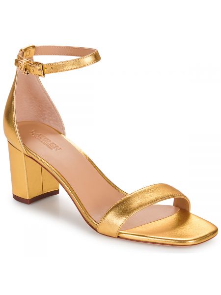 Sandále na podpätku Lauren Ralph Lauren zlatá