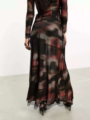 Цветная макси-юбка Amy Lynn с сетчатой ​​накладкой цвета черного