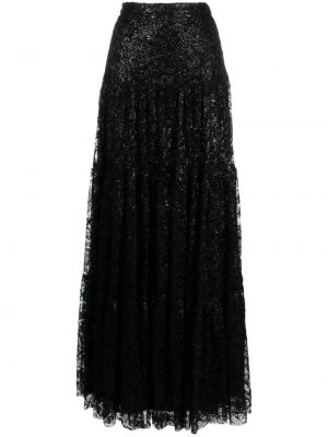 Maxi φούστα με παγιέτες με δαντέλα Ralph Lauren Collection μαύρο