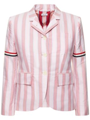 Pruhovaná bavlnená bunda Thom Browne ružová