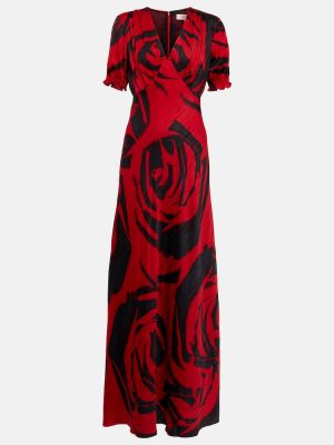 Květinové dlouhé šaty Diane Von Furstenberg červené