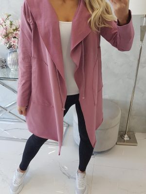Brīva piegriezuma jaka ar kapuci Kesi rozā