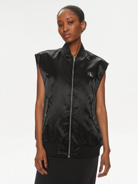 Voľná priliehavá rifľová vesta Calvin Klein Jeans čierna