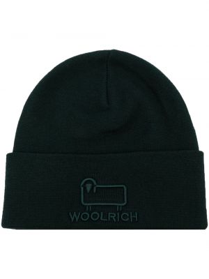 Woll mütze mit stickerei aus baumwoll Woolrich grün