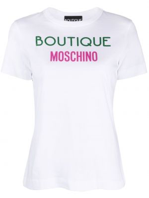 T-shirt aus baumwoll mit print Boutique Moschino weiß