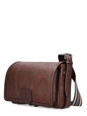 Bavlnená crossbody kabelka s paisley vzorom Etro hnedá