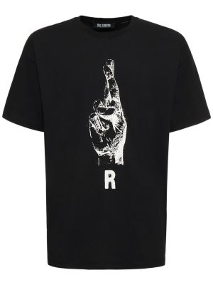 Oversized bavlněné tričko s potiskem Raf Simons bílé