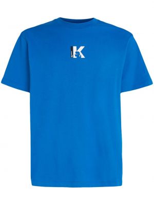 Памучна тениска с принт Karl Lagerfeld Jeans синьо