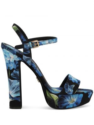 Sandały w kwiatki na platformie z nadrukiem Dolce And Gabbana