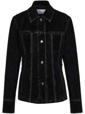 Žametna jakna iz rebrastega žameta Ferragamo črna