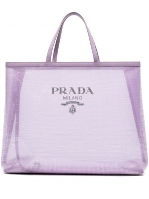 Nákupná taška s potlačou Prada Pre-owned fialová