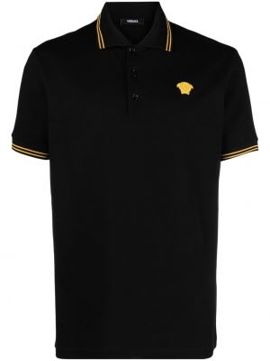 Medvilninis siuvinėtas polo marškinėliai Versace juoda
