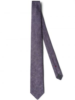 Μεταξωτή γραβάτα με σχέδιο paisley Brunello Cucinelli μωβ