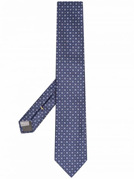 Corbata de seda con estampado geométrico Canali azul