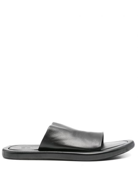Kožené sandále s otvorenou špičkou Balenciaga čierna