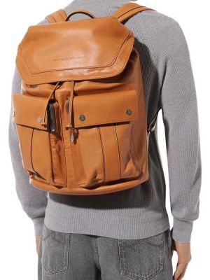 Кожаный рюкзак Brunello Cucinelli коричневый