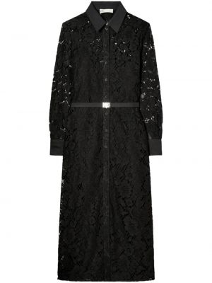 Srajčna obleka s čipko Tory Burch črna