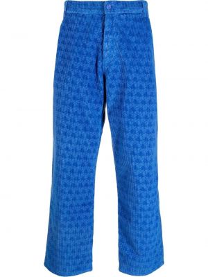 Pantaloni de catifea cord cu imagine Erl albastru