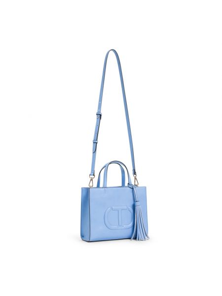 Shopper handtasche mit reißverschluss mit taschen Twinset blau