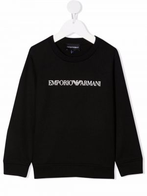 Printti huppari pyöreällä pääntiellä tytöille Emporio Armani Kids musta