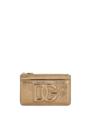 Kožená peněženka Dolce & Gabbana zlatá