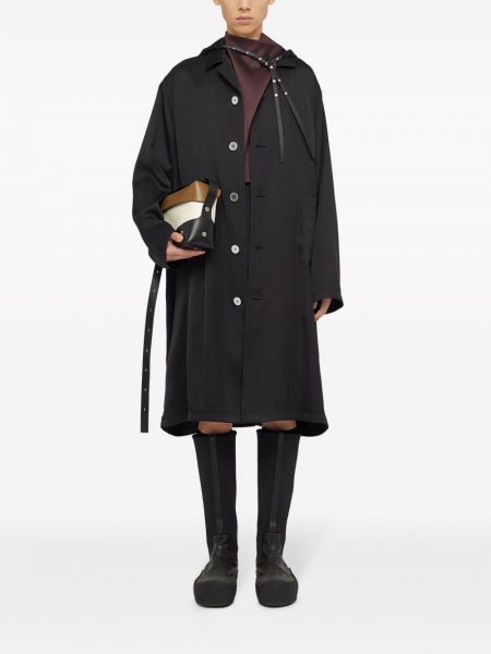 Péřový kabát s knoflíky Jil Sander černý