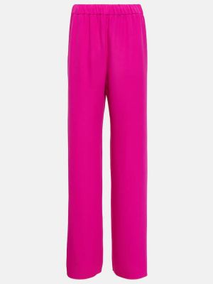 Копринени панталон с висока талия Valentino розово