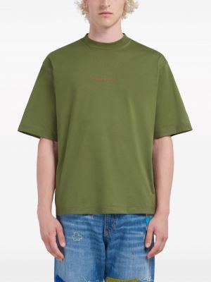 Bavlněné tričko s potiskem Marni zelené