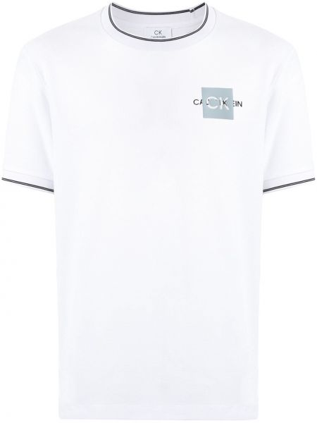 Camiseta con estampado de malla Ck Calvin Klein blanco