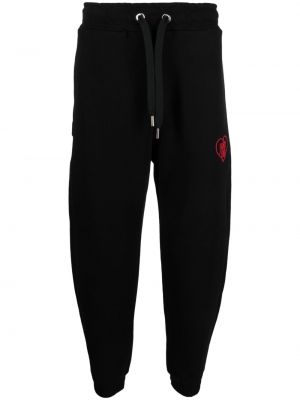 Sportovní kalhoty s výšivkou se srdcovým vzorem Family First černé