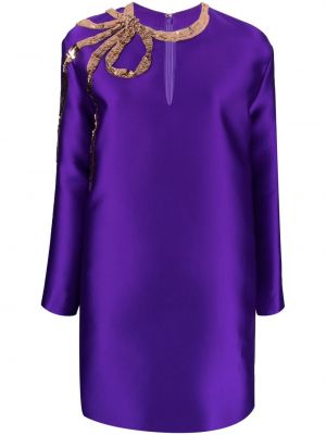 Mini šaty s výšivkou Valentino Garavani fialové