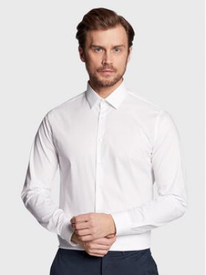 Белая рубашка слим с принтом Calvin Klein