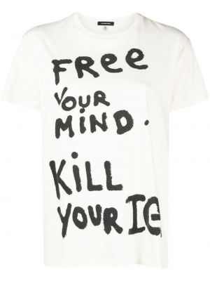 T-shirt avec imprimé slogan en coton à imprimé R13 blanc