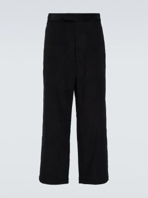 Ravne hlače iz rebrastega žameta Thom Browne črna