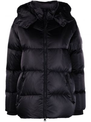 Satenska pernata jakna s kapuljačom Woolrich crna