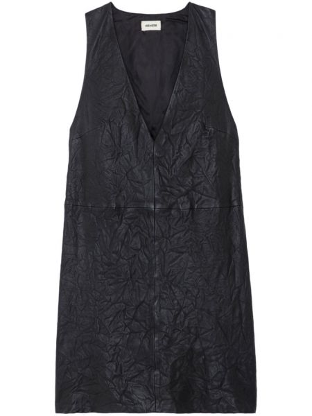 Kožna haljina s v-izrezom Zadig&voltaire crna