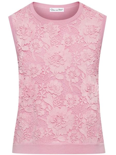 Svileni top s cvjetnim printom Oscar De La Renta ružičasta