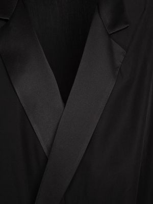 Satenska jakna z draperijo Balmain črna