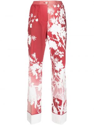 Květinové bavlněné rovné kalhoty F.r.s For Restless Sleepers - červená