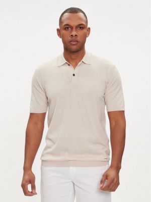 Polo marškinėliai Calvin Klein smėlinė