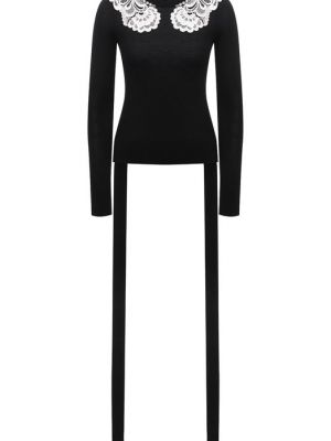 Черный шерстяной пуловер N21
