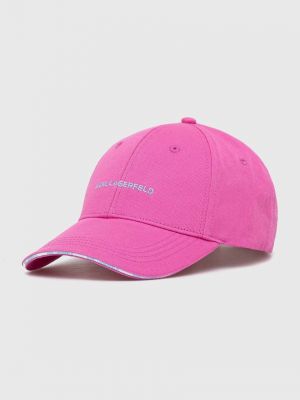 Памучна шапка с козирки с апликация Karl Lagerfeld розово