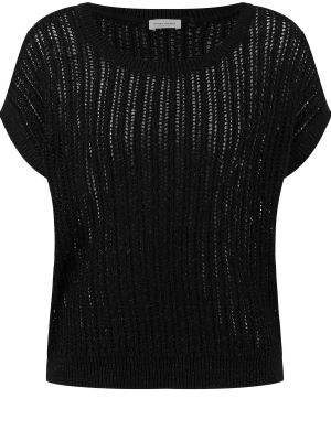 Jednofarebný bavlnený priliehavý sveter Gerry Weber - čierna